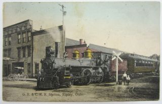 Vtg Ripley Ohio River & Charleston Railway Train Station Railroad Postcard 1923