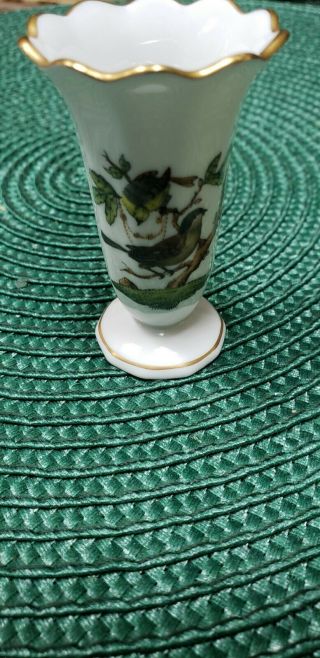 Vintage Herend Hungary Rothschild Bird porcelain mini vase 3
