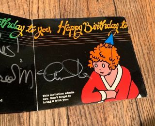 Vintage 1982 Broadway Annie Anniversary/ Birthday Card Signed By Andrea Mcardle