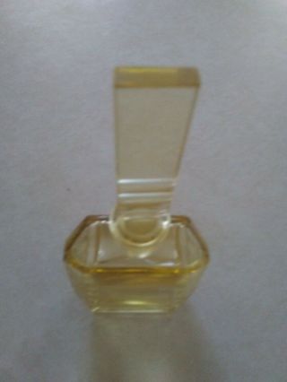 Vintage Art Deco Yellow Cut Glass Perfume Bottle With Tall Stopper