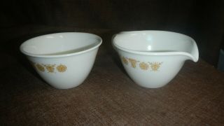 Vtg Corelle Set Cream & Sugar Bowl Butterfly Gold & White