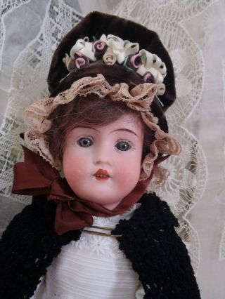Antique German Bisque Cabinet Size Doll By Theodor Recknagel 12” Tall