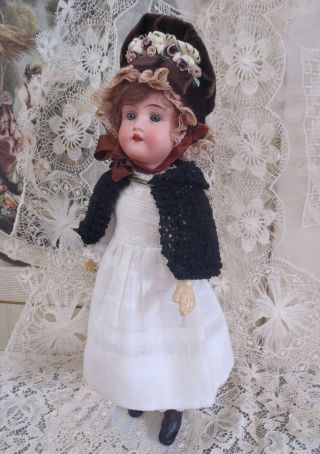 Antique German bisque Cabinet size doll by Theodor Recknagel 12” tall 4