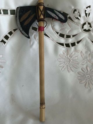 60’s Vintage Indian Toy Tomahawk With Rubber Head Bamboo Shaft Halloween Costume