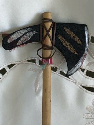 60’s VINTAGE Indian TOY TOMAHAWK WITH RUBBER HEAD BAMBOO SHAFT Halloween Costume 5