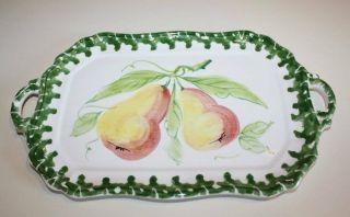 Vtg Hand Painted Zanolli Platter Bread Tray Pears Motif Italy
