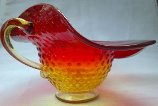 Retro Art Glass Vintage Bowl Kanawha Amberina (red & Yellow) Orange Glass Hat