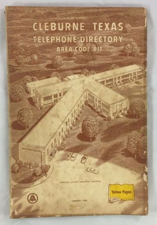 Vintage March 1965 Cleburne Texas Telephone Directory