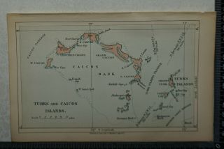 1901 Vintage Colonial Office Map Of Turks And Caicos Islands