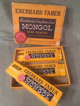Vintage Eberhard Faber Mongol 482 No.  3 Pencils - 3 Doz.  W/ Display Box
