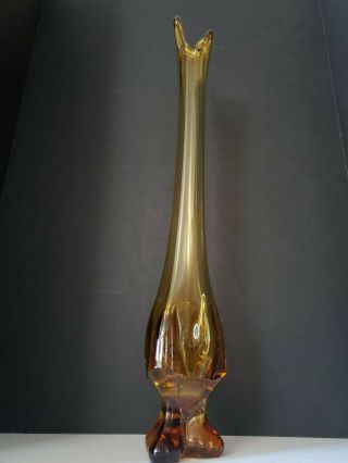 Vintage Mid - Century Amberina Swung Stretch Vase 25 " Tall 3 Footed Base
