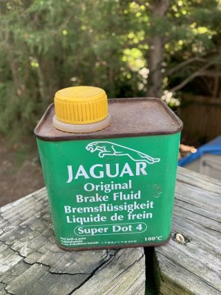 Rare Vintage Jaguar Car Brake Fluid Oil Can Metal Oil Can Gas Station Sign