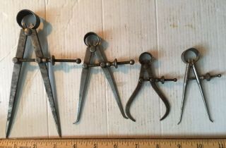 Set Of Four Vintage Calipers / Divider 3 L.  S.  Starrett 1 R & S Mfg Co No 802 6