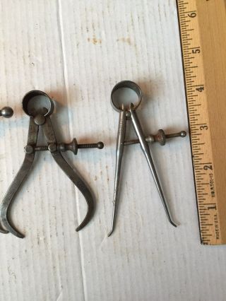 Set Of Four Vintage Calipers / Divider 3 L.  S.  Starrett 1 R & S Mfg Co No 802 7