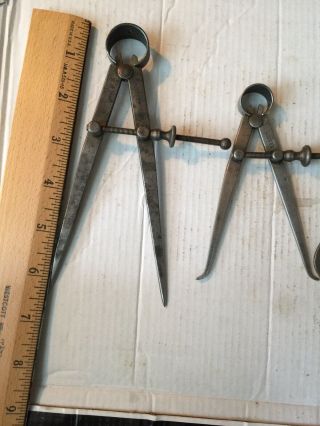 Set Of Four Vintage Calipers / Divider 3 L.  S.  Starrett 1 R & S Mfg Co No 802 8
