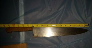 Vintage Large Ontario Knife Co 12 " Chef Butcher Knife Blade Old Hickory 17.  5”