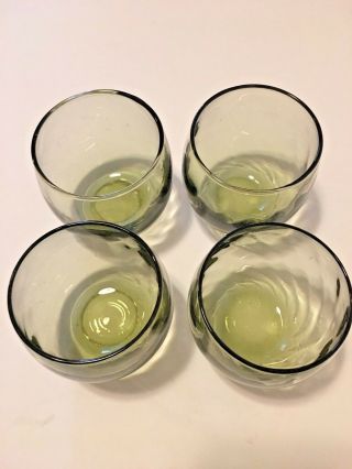 Vintage Set Of Smoke Green Libbey Roly Poly Cocktail Glasses 5