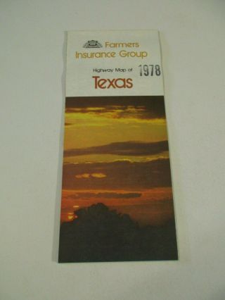 Vintage 1978 Farmers Insurance Group Texas State Highway Travel Road Map Y6