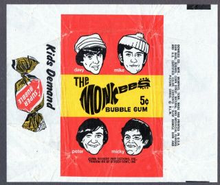 Et Monkees Red Vintage 1966 Donruss Trading Bubble Gum Card Wrapper