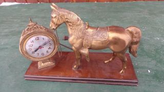 Vintage 1950s Sessions Metal Wood Shelf Mantle Horse Clock Parts Repair 5