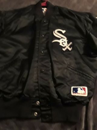 Vintage Black Satin Chicago White Sox Starter Jacket Mens Size Xl Excelent