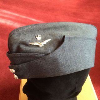 Vintage British Royal Air Force Officers Forage Or Side Cap - Or Chip Hat