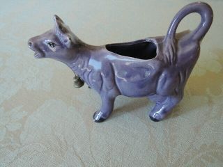 Vintage Purple Ceramic Cow W/ Bell Creamer Kenmar Japan?