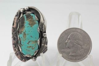 Vintage Old Pawn Navajo Turquoise Sterling Silver Ring Size: 8 514