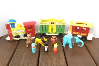 Vintage Fisher Price Little People Circus Train 991 W/ Animals & People,  Toots