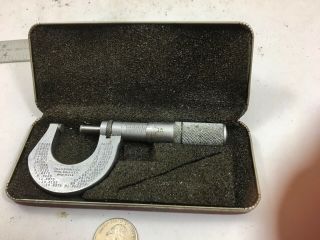 Vintage Starrett 0 - 1 " Micrometer,  Carbide Ratchet 10ths,  Lock,  Case Nr