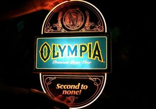 Vintage Olympia Beer Light Sign Second To None Advertising Bar S33