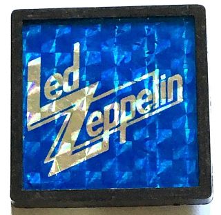 Led Zeppelin Vintage 1970`s Square Holographic Pin Badge With Safety Fastener