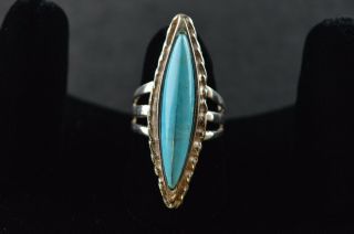Vintage Sterling Silver Turquoise Stone Oval Ring - 12g