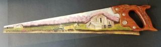 Hand Painted Hand Saw 26 " Vintage Antique Folk Art Rustic - Absolutely