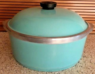 Vintage Club Pan Aluminum Dutch Oven Pot And Lid Aqua Blue Retro Turquoise 4 Qt