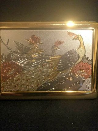 Gorgeous Vintage Colibri Cigarette Case With Peacocks.