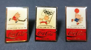Set Of 3 Rare Vintage Coca Cola Coke Beba 1988 1992 Olympics Lapel Pins