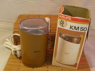 Vintage Krups Retro Brown Electric Coffee Bean Grinder & Instructions