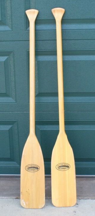 2 Vintage Feather Brand Wooden Oar Paddle Canoe Home Decor 46 3/4 " Pair