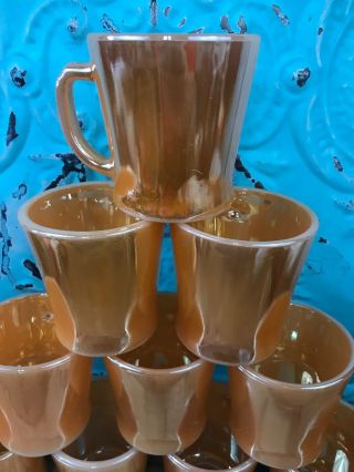 10 Vintage Anchor Hocking Fire King Peach/copper D Handle Luster mugs cups 5