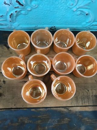 10 Vintage Anchor Hocking Fire King Peach/copper D Handle Luster mugs cups 6