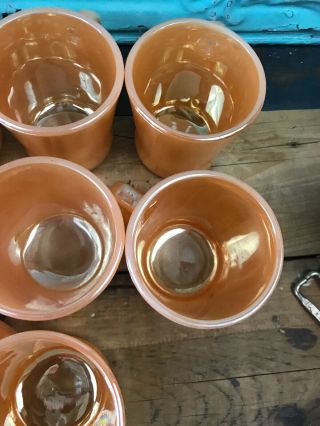 10 Vintage Anchor Hocking Fire King Peach/copper D Handle Luster mugs cups 7