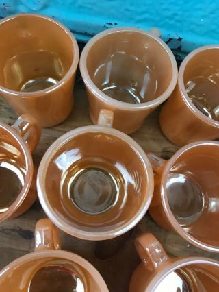 10 Vintage Anchor Hocking Fire King Peach/copper D Handle Luster mugs cups 8