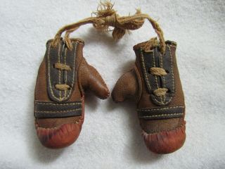 Vintage Leather Boxing Gloves - Antique Old Sports Miniature Salesman Sample 3