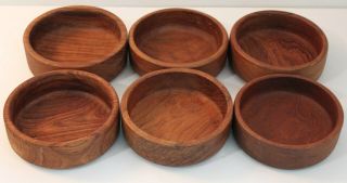 Vintage Teak Wood 6 Pc.  Salad Bowl Set W/ 6 - 6 " Bowls Serving Set Wooden