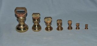 7 Vintage/retro Brass Bell Kitchen Scale Weights Imperial 1/4oz - 1lb Candy