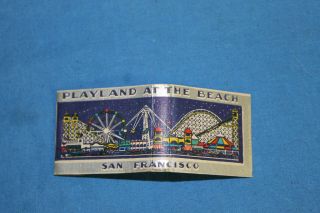 Vintage Full Length Matchbook Playland At The Beach San Francisco Ca