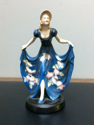 Vtg 8 " Art Deco Lady Porcelain Figurine Japan 1940s - 1950 