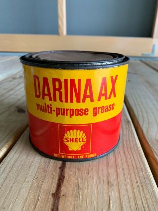 Vintage Shell Darina Ax Multi Purpose Grease 1lb Size Can Shell Gas & Oil Co