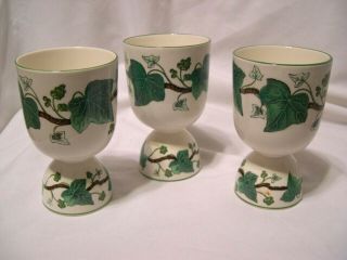 Vintage Set Of 3 Wedgwood Of Etruria Napoleon Ivy Double Egg Cups